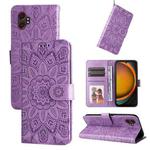 For Samsung Galaxy XCover7 Pro Embossed Sunflower Leather Phone Case(Purple)