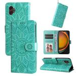 For Samsung Galaxy XCover7 Pro Embossed Sunflower Leather Phone Case(Green)