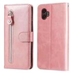 For Samsung Galaxy XCover7 Pro Fashion Calf Texture Zipper Leather Phone Case(Rose Gold)