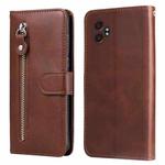For Samsung Galaxy XCover7 Pro Fashion Calf Texture Zipper Leather Phone Case(Brown)