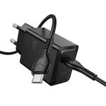 hoco N70 PD30W Type-C Single Port Charger with 1m 60W Type-C to Type-C Data Cable, Specification:EU Plug(Black)