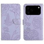 For iPhone 17 Pro Max Skin Feel Butterfly Embossed Flip Leather Phone Case(Purple)