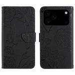 For iPhone 17 Pro Max Skin Feel Butterfly Embossed Flip Leather Phone Case(Black)