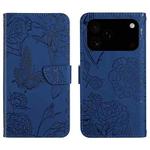 For iPhone 17 Pro Max Skin Feel Butterfly Embossed Flip Leather Phone Case(Blue)
