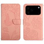 For iPhone 17 Pro Max Skin Feel Butterfly Embossed Flip Leather Phone Case(Pink)