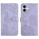 For iPhone 17 Skin Feel Butterfly Embossed Flip Leather Phone Case(Purple)