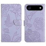 For iPhone 17 Air Skin Feel Butterfly Embossed Flip Leather Phone Case(Purple)