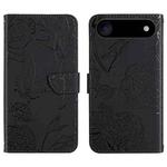 For iPhone 17 Air Skin Feel Butterfly Embossed Flip Leather Phone Case(Black)