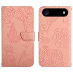 For iPhone 17 Air Skin Feel Butterfly Embossed Flip Leather Phone Case(Pink)