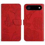 For iPhone 17 Air Skin Feel Butterfly Embossed Flip Leather Phone Case(Red)