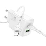 hoco N71 PD30W+QC3.0 Dual Ports Charger with 1m Type-C to 8 Pin Data Cable, Specification:EU Plug(White)