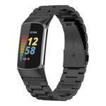 For Fitbit Charge 6 / 5 xDfind Three Beads Quick Release Metal Watch Band(Black)
