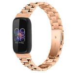For Fitbit Inspire 3 xDfind Three Beads Quick Release Metal Watch Band(Rose Gold)