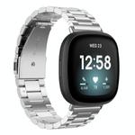 For Fitbit Versa 4 / 3 / Sense2 / 1 xDfind Three Beads Quick Release Metal Watch Band(Silver)