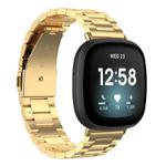 For Fitbit Versa 4 / 3 / Sense2 / 1 xDfind Three Beads Quick Release Metal Watch Band(Gold)