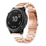 For Garmin Fenix 8/7X/6X/5X 26mm xDfind Three Beads Quick Release Metal Watch Band(Rose Gold)