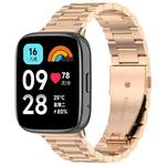 For Xiaomi Redmi Watch 3 Active / Lite xDfind Three Beads Quick Release Metal Watch Band(Rose Gold)