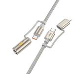 hoco U138 3A Type-C / 8 Pin to Type-C / Cigarette Lighter 4 in 1 Charging Data Cable, Length: 1.2m(Grey)