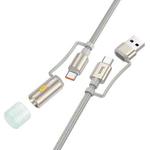 hoco U138 3A USB / Type-C to Type-C / LED Light 4 in 1 Charging Data Cable, Length: 1.2m(Grey)