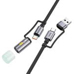 hoco U138 3A USB / Type-C to Type-C / LED Light 4 in 1 Charging Data Cable, Length: 1.2m(Black)