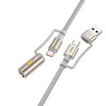 hoco U138 3A USB / Type-C to Type-C / Cigarette Lighter 4 in 1 Charging Data Cable, Length: 1.2m(Grey)