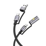hoco U138 3A USB / Type-C to Type-C / Cigarette Lighter 4 in 1 Charging Data Cable, Length: 1.2m(Black)
