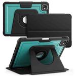 For iPad Pro 11 2024 Honeycomb Magnetic Rotation Holder Leather Smart Tablet Case(Dark Green)