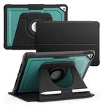 For iPad 10.2 2021 / Air 10.5 Honeycomb Magnetic Rotation Holder Leather Smart Tablet Case(Dark Green)