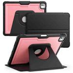 For iPad Pro 13 2024 Honeycomb Magnetic Rotation Holder Leather Smart Tablet Case(Pink)
