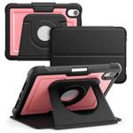 For iPad mini 2024 / mini 6 Honeycomb Magnetic Rotation Holder Leather Smart Tablet Case(Pink)