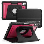 For iPad mini 2024 / mini 6 Honeycomb Magnetic Rotation Holder Leather Smart Tablet Case(Wine Red)