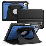 For iPad mini 2024 / mini 6 Honeycomb Magnetic Rotation Holder Leather Smart Tablet Case(Blue)