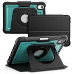 For iPad mini 2024 / mini 6 Honeycomb Magnetic Rotation Holder Leather Smart Tablet Case(Dark Green)
