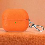 For Samsung Galaxy Buds 3 / 3 Pro Litchi Texture PU Earphones Case with Hook(Orange)