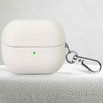 For Samsung Galaxy Buds 3 / 3 Pro Litchi Texture PU Earphones Case with Hook(White)