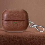 For Samsung Galaxy Buds 3 / 3 Pro Litchi Texture PU Earphones Case with Hook(Coffee)