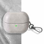 For Samsung Galaxy Buds 3 / 3 Pro Retro Crazy Horse Texture PU Earphones Case with Hook(Beige White)