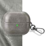 For Samsung Galaxy Buds 3 / 3 Pro Retro Crazy Horse Texture PU Earphones Case with Hook(Dark Grey)