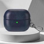 For Samsung Galaxy Buds 3 / 3 Pro Oily Skin Texture PU Earphones Case with Hook(Blue)