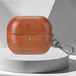 For Samsung Galaxy Buds 3 / 3 Pro Oily Skin Texture PU Earphones Case with Hook(Brown)