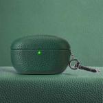 For Sony WF-1000XM5 Litchi Texture PU Earphones Case with Hook(Dark Green)