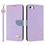 For iPhone 7 / 8 / SE 2022 Metal Bow Leather Phone Case with Hand Strap(Purple)