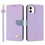 For iPhone 11 Metal Bow Leather Phone Case with Hand Strap(Purple)