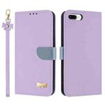 For iPhone 7 Plus / 8 Plus Metal Bow Leather Phone Case with Hand Strap(Purple)