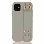 For iPhone 12 mini Shockproof Solid Color TPU Case with Wristband(Grey)