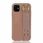 For iPhone 12 mini Shockproof Solid Color TPU Case with Wristband(Khaki)