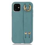 For iPhone 12 mini Shockproof Solid Color TPU Case with Wristband(Lake Blue)