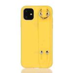 For iPhone 12 Pro Max Shockproof Solid Color TPU Case with Wristband(Yellow)