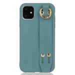 For iPhone 12 Pro Max Shockproof Solid Color TPU Case with Wristband(Lake Blue)