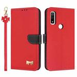 For Fujitsu Arrows WE F-51B / BZ03 Metal Bow Leather Phone Case with Hand Strap(Red)